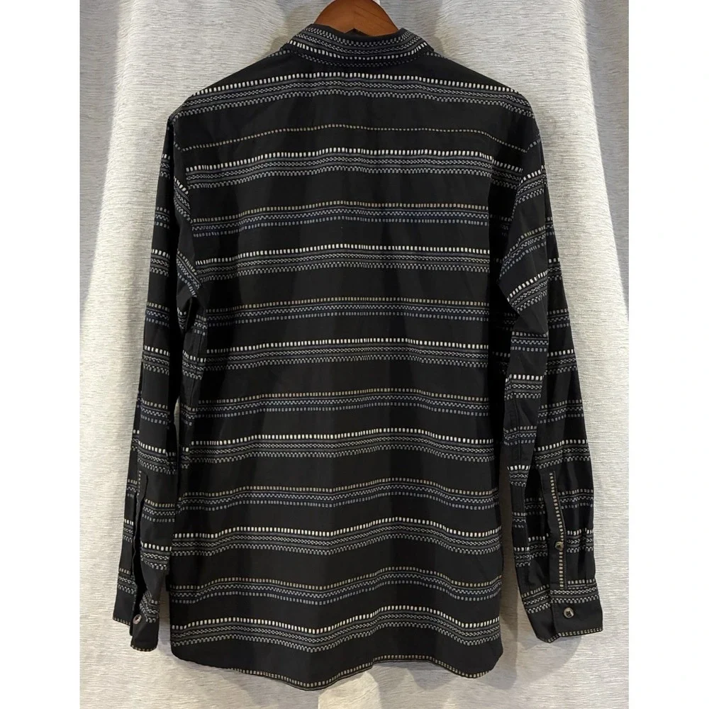 The North Face Shirt Men's Large Button Up Striped Geo Print Long Sleeve